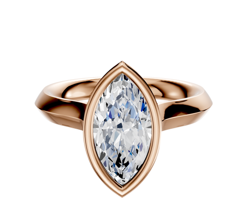 18K Rose Gold Bezel Full Bezel North/South Cathedral Knife Edge 3.0mm Engagement Ring