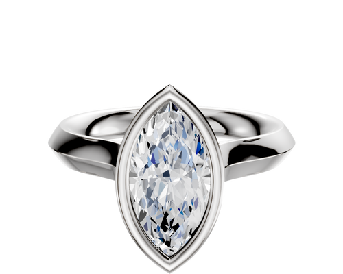 18K White Gold Bezel Full Bezel North/South Cathedral Knife Edge 3.0mm Engagement Ring
