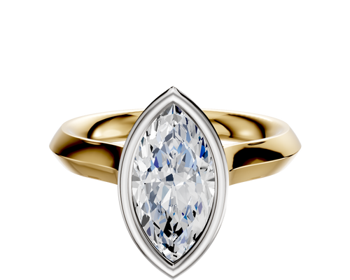 18K Two Tone Bezel Full Bezel North/South Cathedral Knife Edge 3.0mm Engagement Ring
