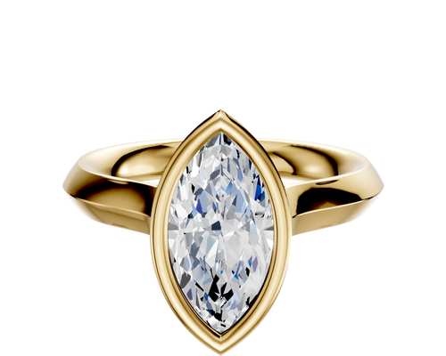 14K Yellow Gold Bezel Full Bezel North/South Cathedral Knife Edge 3.0mm Engagement Ring