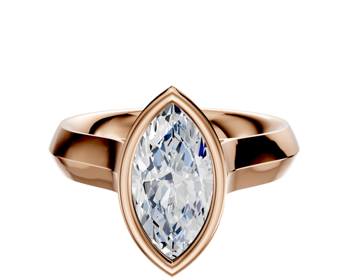 18K Rose Gold Bezel Full Bezel North/South Cathedral Knife Edge 4.0mm Engagement Ring