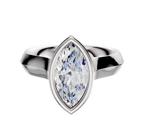 14K White Gold Bezel Full Bezel North/South Cathedral Knife Edge 4.0mm Engagement Ring