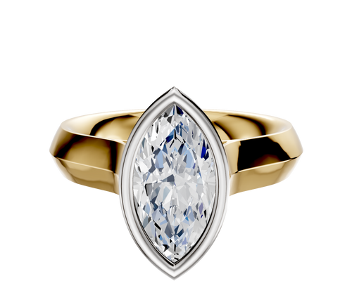 18K Two Tone Bezel Full Bezel North/South Cathedral Knife Edge 4.0mm Engagement Ring