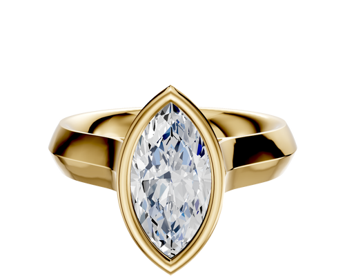 18K Yellow Gold Bezel Full Bezel North/South Cathedral Knife Edge 4.0mm Engagement Ring