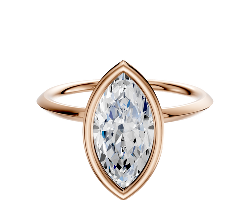 18K Rose Gold Bezel Full Bezel North/South Classic Knife Edge 1.5mm Engagement Ring