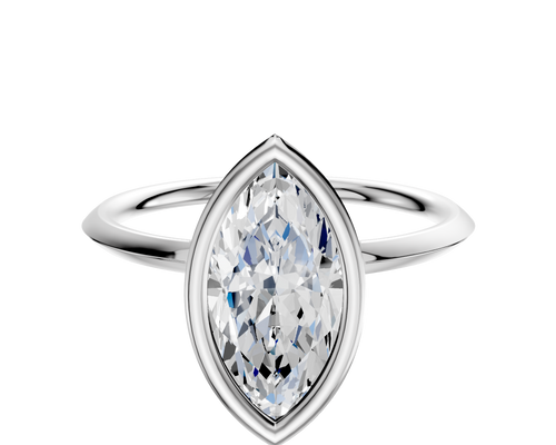 14K White Gold Bezel Full Bezel North/South Classic Knife Edge 1.5mm Engagement Ring