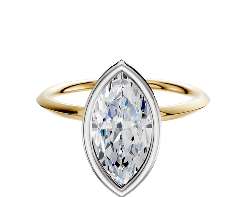 14K Two Tone Bezel Full Bezel North/South Classic Knife Edge 1.5mm Engagement Ring