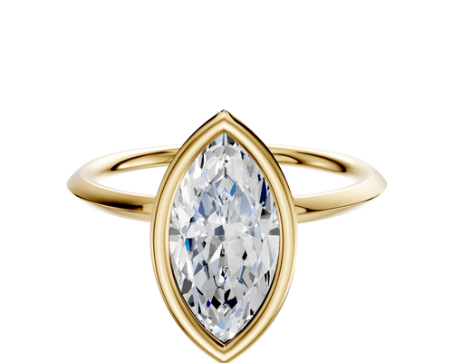 14K Yellow Gold Bezel Full Bezel North/South Classic Knife Edge 1.5mm Engagement Ring
