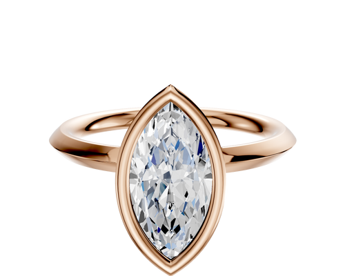 18K Rose Gold Bezel Full Bezel North/South Classic Knife Edge 2.0mm Engagement Ring
