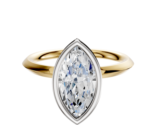 18K Two Tone Bezel Full Bezel North/South Classic Knife Edge 2.0mm Engagement Ring