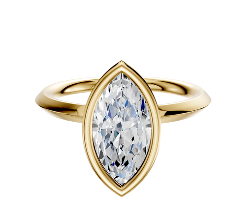 18K Yellow Gold Bezel Full Bezel North/South Classic Knife Edge 2.0mm Engagement Ring