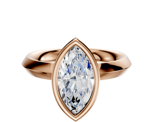 14K Rose Gold Bezel Full Bezel North/South Classic Knife Edge 3.0mm Engagement Ring
