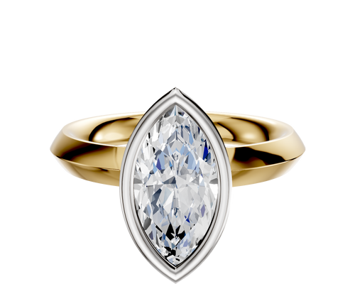 14K Two Tone Bezel Full Bezel North/South Classic Knife Edge 3.0mm Engagement Ring