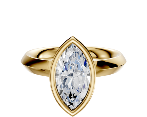 18K Yellow Gold Bezel Full Bezel North/South Classic Knife Edge 3.0mm Engagement Ring