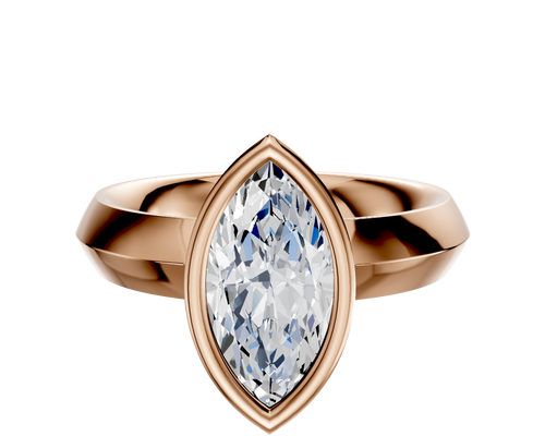 14K Rose Gold Bezel Full Bezel North/South Classic Knife Edge 4.0mm Engagement Ring