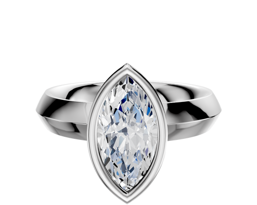 14K White Gold Bezel Full Bezel North/South Classic Knife Edge 4.0mm Engagement Ring