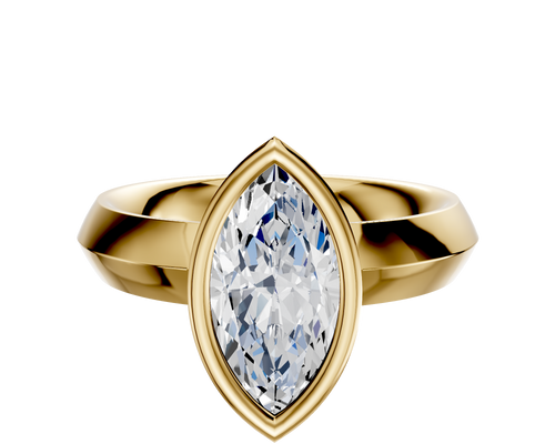 14K Yellow Gold Bezel Full Bezel North/South Classic Knife Edge 4.0mm Engagement Ring