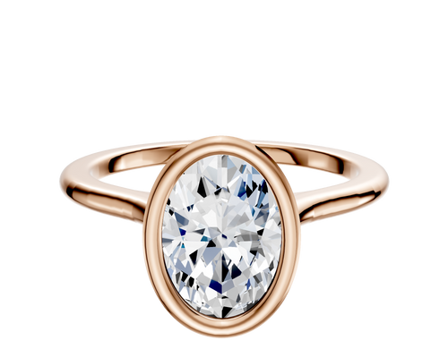 18K Rose Gold Bezel Full Bezel North/South Cathedral Dome 1.5mm Engagement Ring
