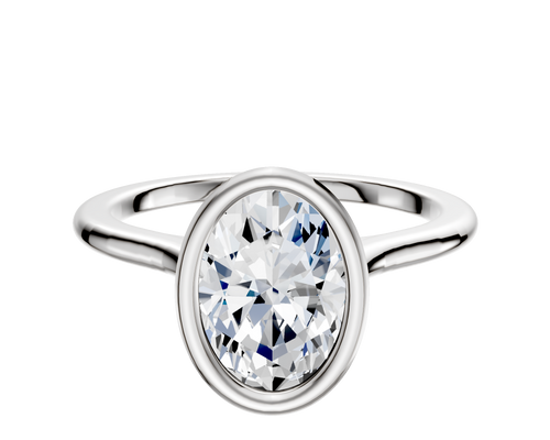 18K White Gold Bezel Full Bezel North/South Cathedral Dome 1.5mm Engagement Ring