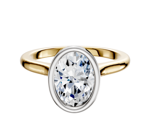 14K Two Tone Bezel Full Bezel North/South Cathedral Dome 2.0mm Engagement Ring