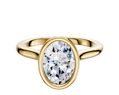 14K Yellow Gold Bezel Full Bezel North/South Cathedral Dome 2.0mm Engagement Ring