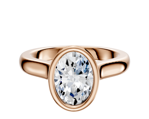 18K Rose Gold Bezel Full Bezel North/South Cathedral Dome 3.0mm Engagement Ring