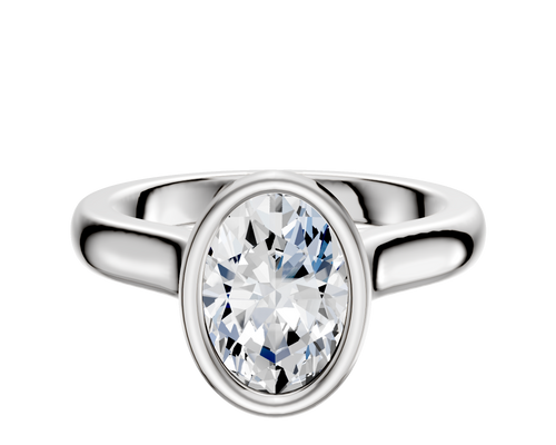 18K White Gold Bezel Full Bezel North/South Cathedral Dome 3.0mm Engagement Ring
