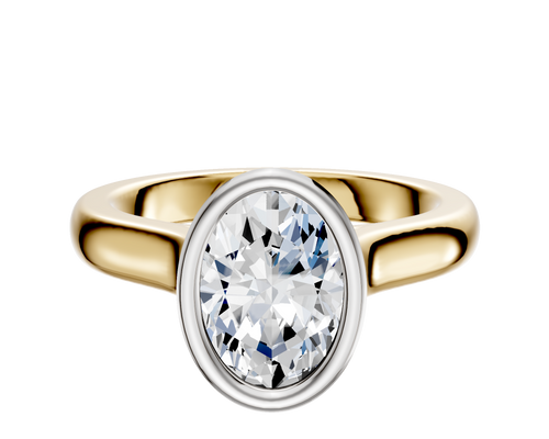 14K Two Tone Bezel Full Bezel North/South Cathedral Dome 3.0mm Engagement Ring