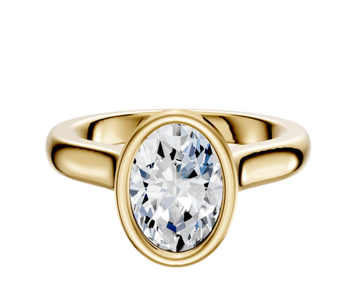 18K Yellow Gold Bezel Full Bezel North/South Cathedral Dome 3.0mm Engagement Ring