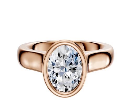 18K Rose Gold Bezel Full Bezel North/South Cathedral Dome 4.0mm Engagement Ring