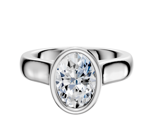 18K White Gold Bezel Full Bezel North/South Cathedral Dome 4.0mm Engagement Ring