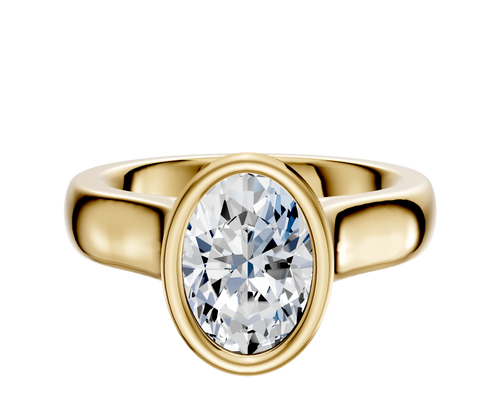 14K Yellow Gold Bezel Full Bezel North/South Cathedral Dome 4.0mm Engagement Ring