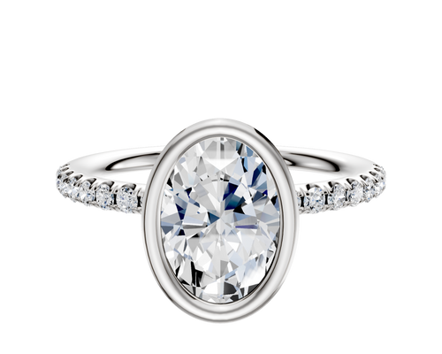 Platinum Bezel Full Bezel North/South Classic Dome 1-Row-Pave 2.5mm Engagement Ring