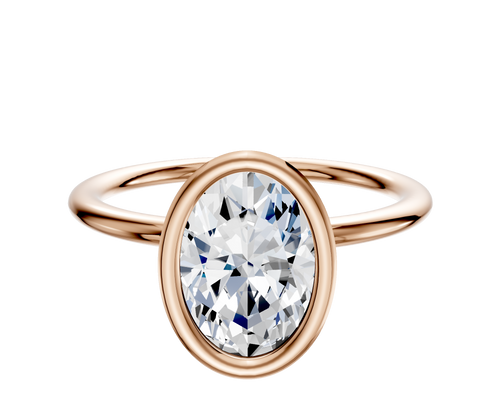 18K Rose Gold Bezel Full Bezel North/South Classic Dome 1.5mm Engagement Ring