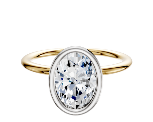 18K Two Tone Bezel Full Bezel North/South Classic Dome 1.5mm Engagement Ring
