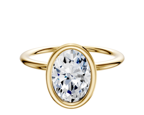 18K Yellow Gold Bezel Full Bezel North/South Classic Dome 1.5mm Engagement Ring