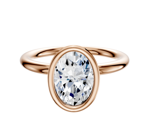 18K Rose Gold Bezel Full Bezel North/South Classic Dome 2.0mm Engagement Ring