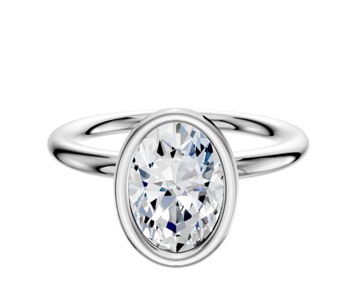 14K White Gold Bezel Full Bezel North/South Classic Dome 2.0mm Engagement Ring