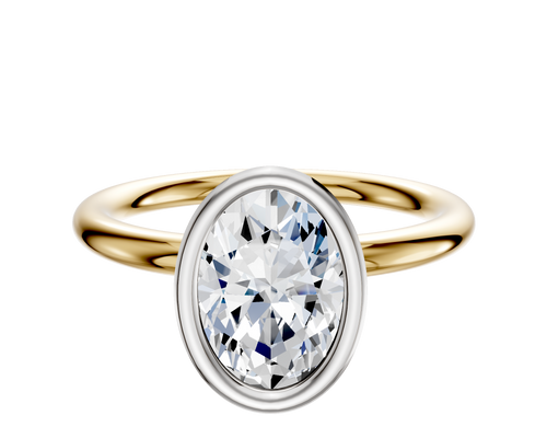 18K Two Tone Bezel Full Bezel North/South Classic Dome 2.0mm Engagement Ring
