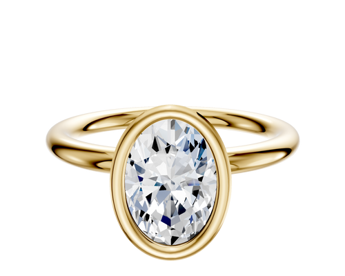 18K Yellow Gold Bezel Full Bezel North/South Classic Dome 2.0mm Engagement Ring