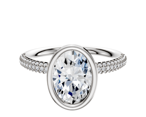 Platinum Bezel Full Bezel North/South Classic Dome 3-Row-Pave 2.0mm Engagement Ring