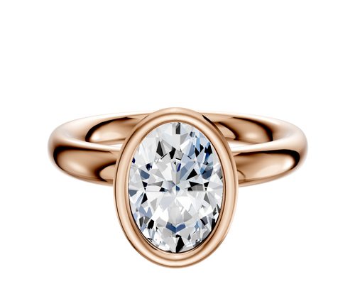 18K Rose Gold Bezel Full Bezel North/South Classic Dome 3.0mm Engagement Ring