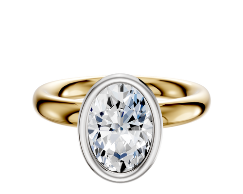 14K Two Tone Bezel Full Bezel North/South Classic Dome 3.0mm Engagement Ring
