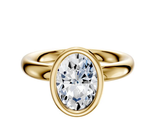 18K Yellow Gold Bezel Full Bezel North/South Classic Dome 3.0mm Engagement Ring