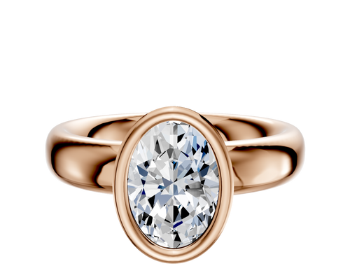 18K Rose Gold Bezel Full Bezel North/South Classic Dome 4.0mm Engagement Ring