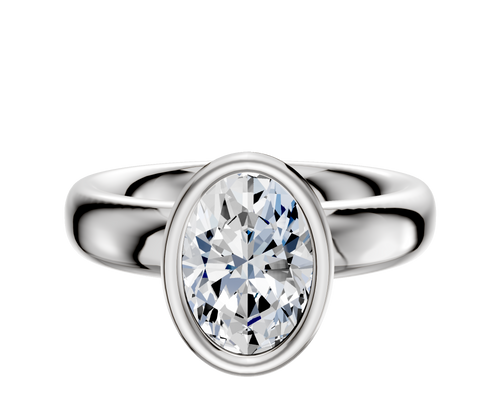 14K White Gold Bezel Full Bezel North/South Classic Dome 4.0mm Engagement Ring