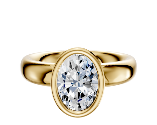 14K Yellow Gold Bezel Full Bezel North/South Classic Dome 4.0mm Engagement Ring