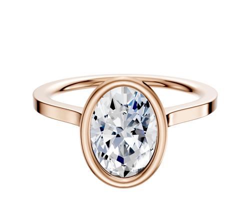 18K Rose Gold Bezel Full Bezel North/South Cathedral Flat 1.5mm Engagement Ring