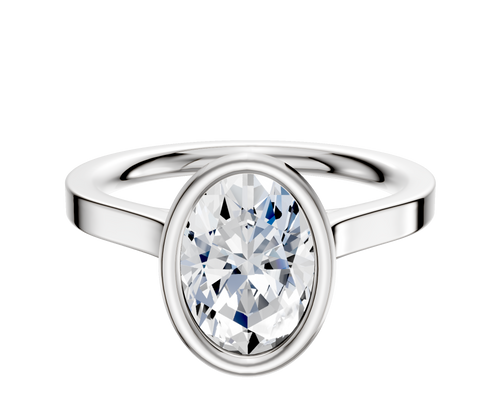 Platinum Bezel Full Bezel North/South Cathedral Flat 2.0mm Engagement Ring