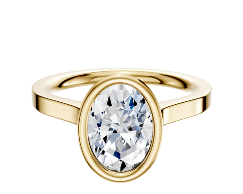 18K Yellow Gold Bezel Full Bezel North/South Cathedral Flat 2.0mm Engagement Ring